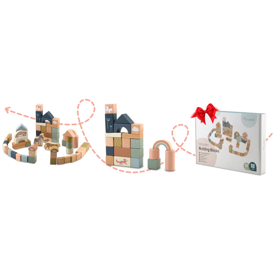 Klocki drewniane konstrukcyjne edukacyjne zestaw Nukido