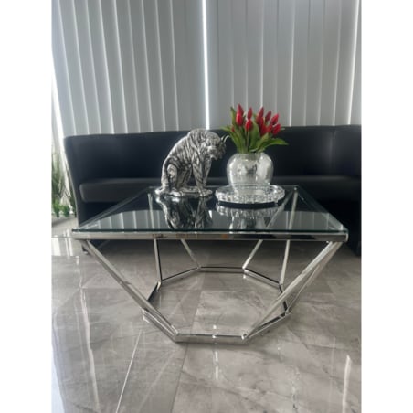 Stolik kawowy/ ława Diament Bryła z szybą przeźroczystą 80x80x45