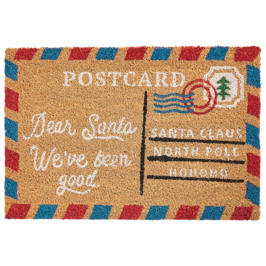 Wycieraczka KATALLA Naturalny 40 x 60 cm Wzór świąteczny Włókno kokosowe