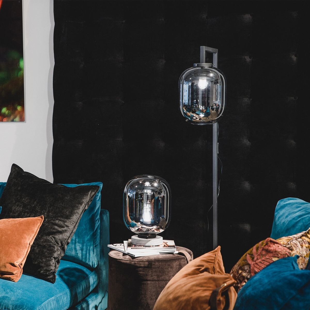 Nocna lampa szklana Leola 4002070-4505 By Rydens do sypialni przydymiona loft