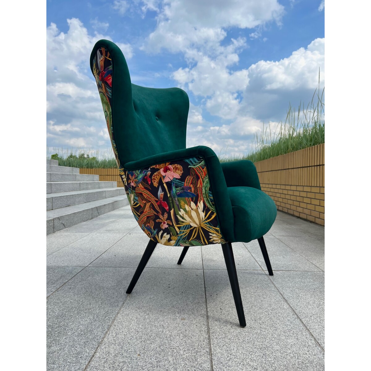 Fotel uszak U01XL Iguana + butelkowa zieleń