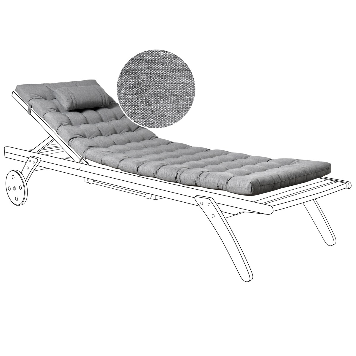 Poduszka na leżak ogrodowy CESANA PREMIUM 192 x 56 cm Szary melanż