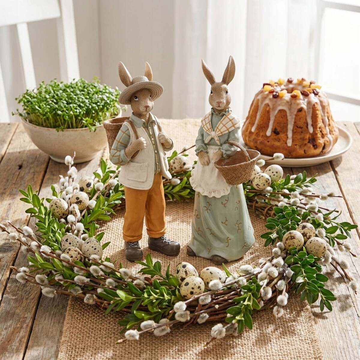 ZAJĄC WIELKANOCNY 30cm ZAJĄCZEK FIGURKA WIELKANOCNA NA WIELKANOC 2 szt.