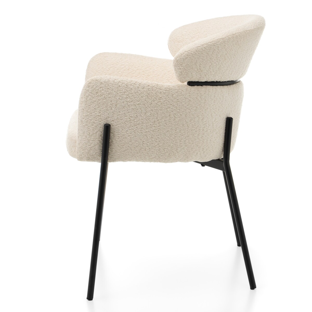 Krzesło tapicerowane boucle do salonu BOLZANO jasnobeżowe ecru