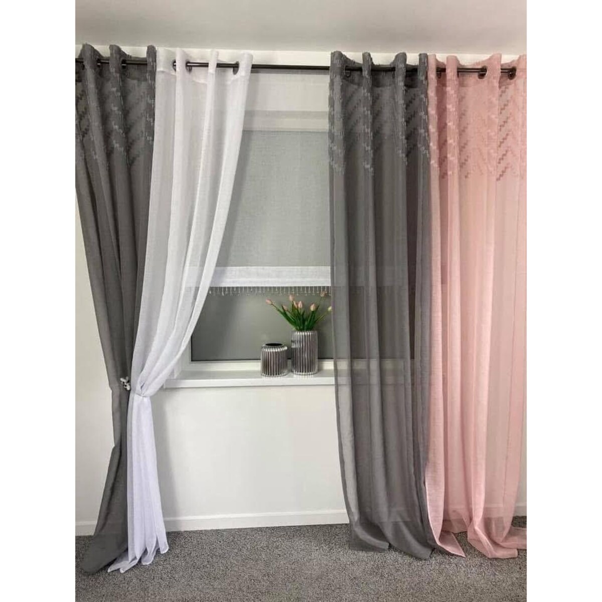Firana "pastella" 140x250 cm szara