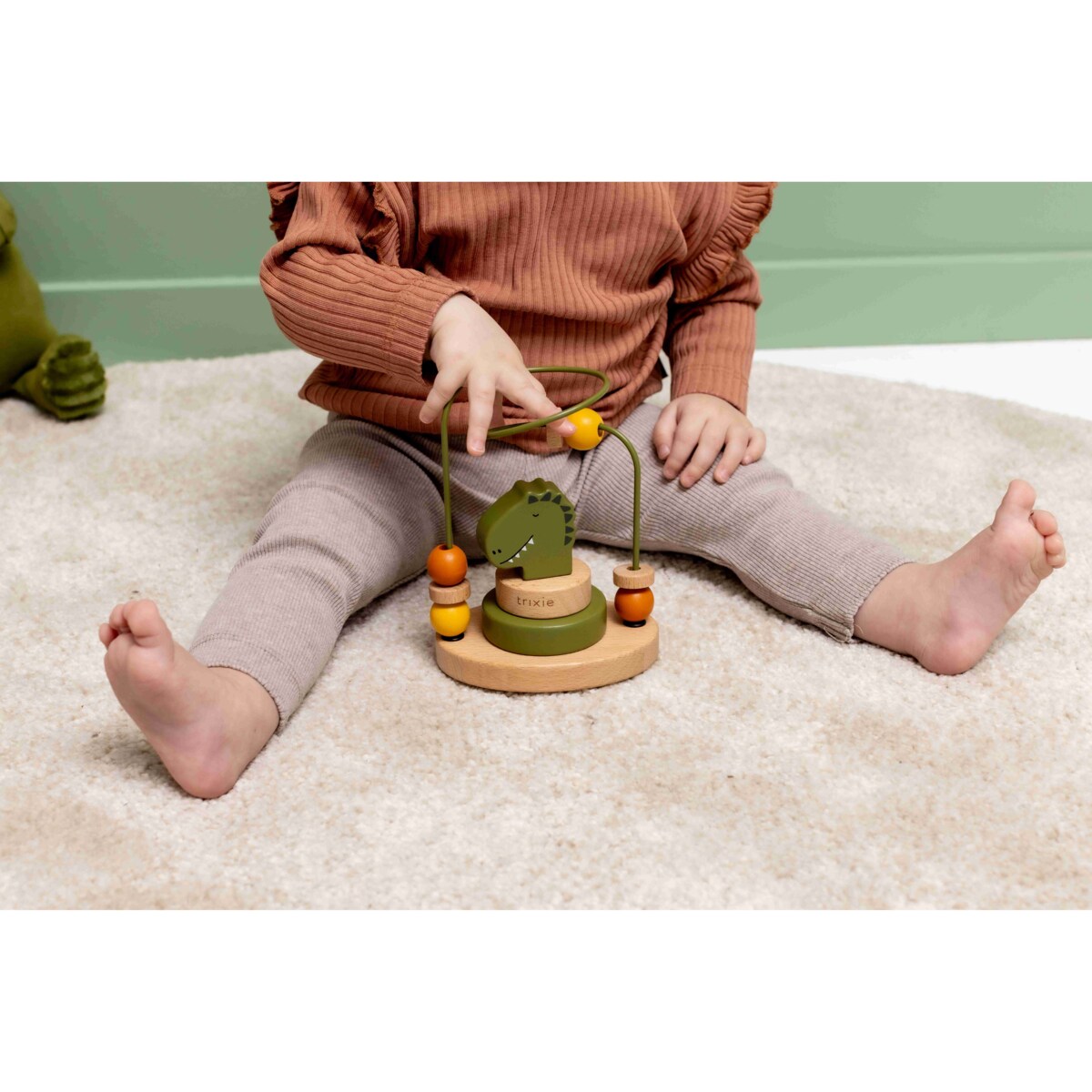 Labirynt z drewnianymi koralikami - Dinozaur