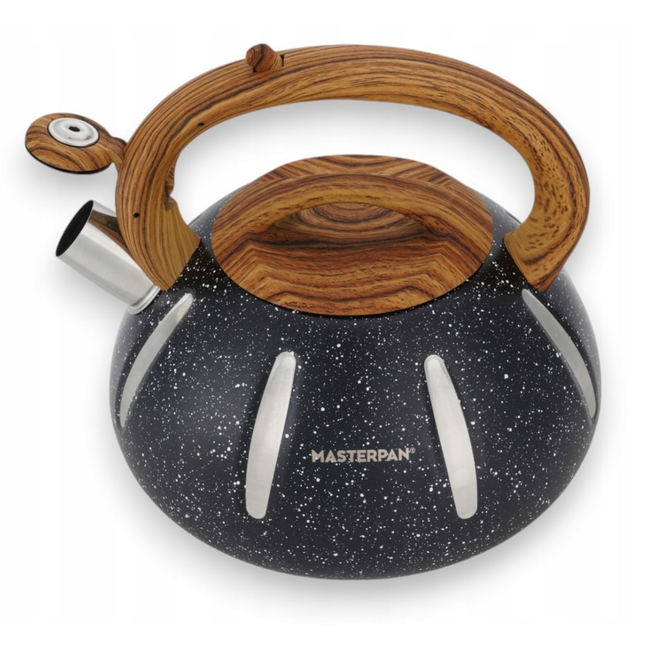 Duży Solidny Czarny Marmurkowy Czajnik Z Gwizdkiem Ze Stali 3L Indukcja Gaz