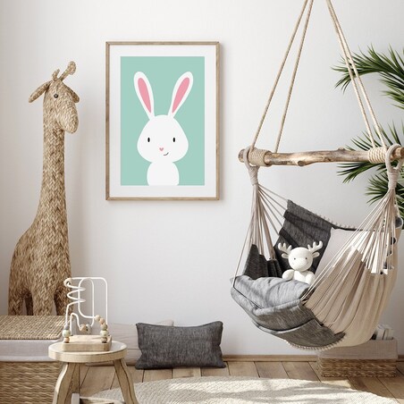 Plakat dla dzieci Królik miętowy 40x50