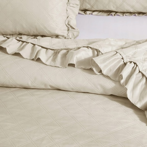 NARZUTA KOC NA ŁÓŻKO PIKOWANA DWUSTRONNA KAPA 140x200CM PLED FALBANKI RUFFY