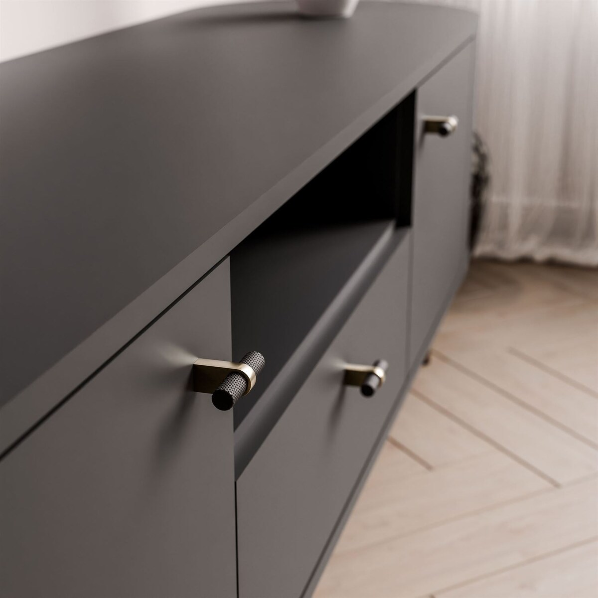 Szafka RTV ELODIE z szufladą czarna