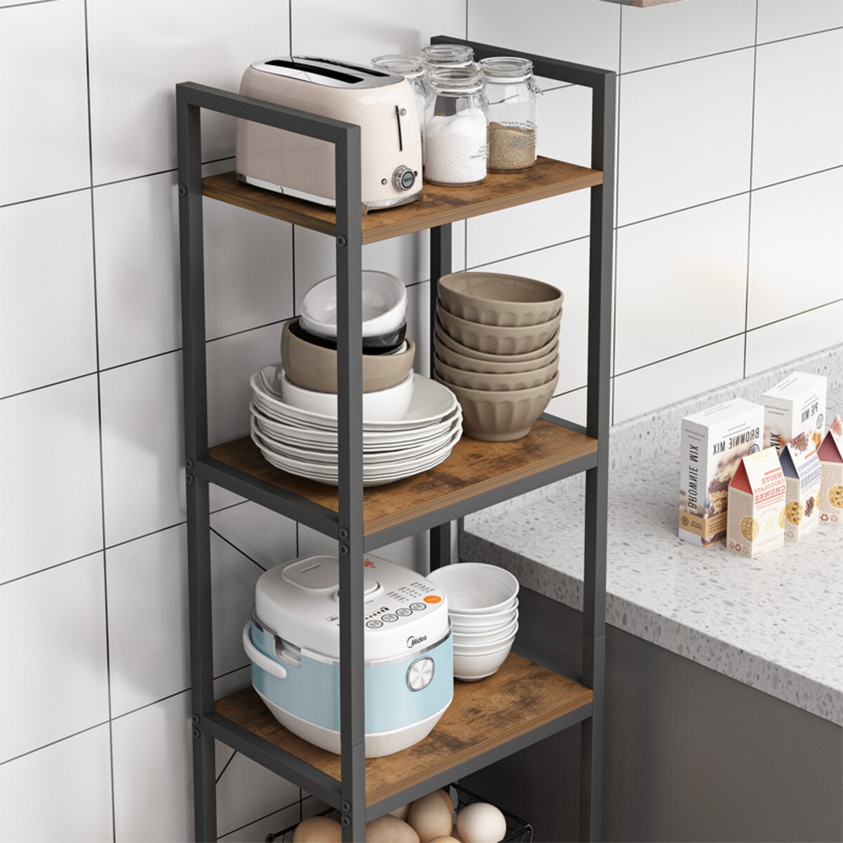 Regał na książki drabinka wysoki szafka loft metalowa industrialny 154 cm