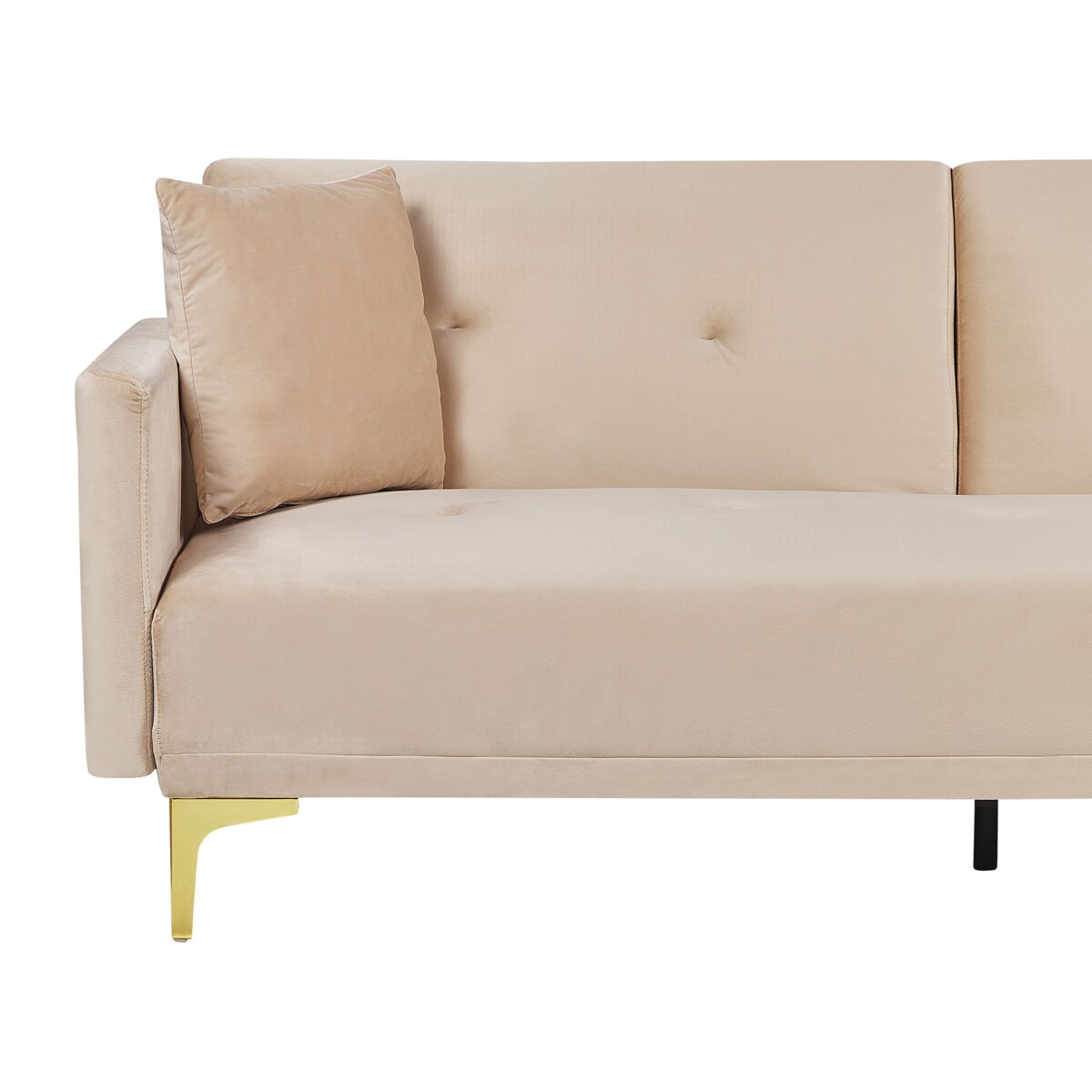 Sofa rozkładana welurowa beżowa LUCAN