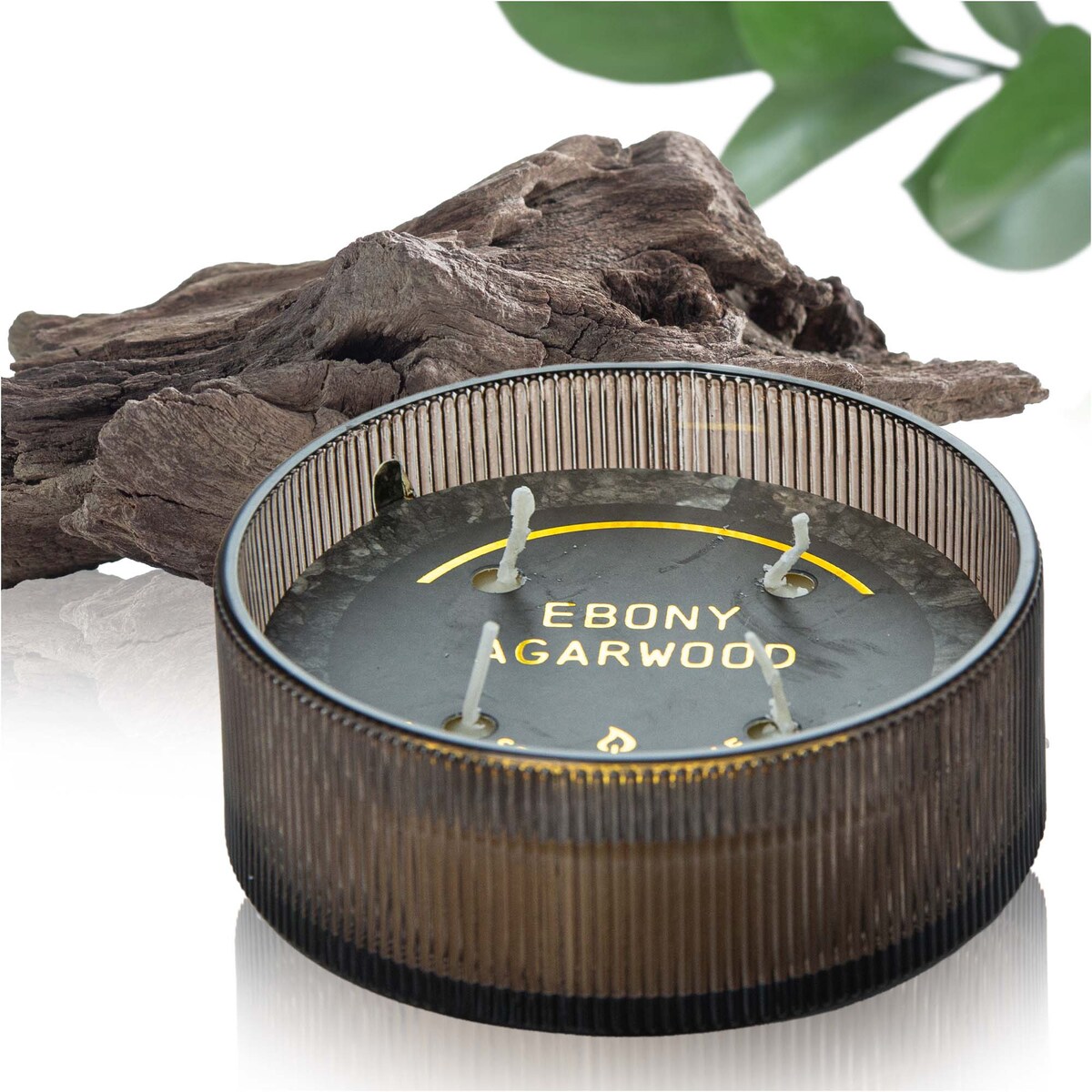 Świeca Zapachowa Świeczka Ebony Agarwood Świąteczna 13 Cm Okrągła Dekoracja Szklana