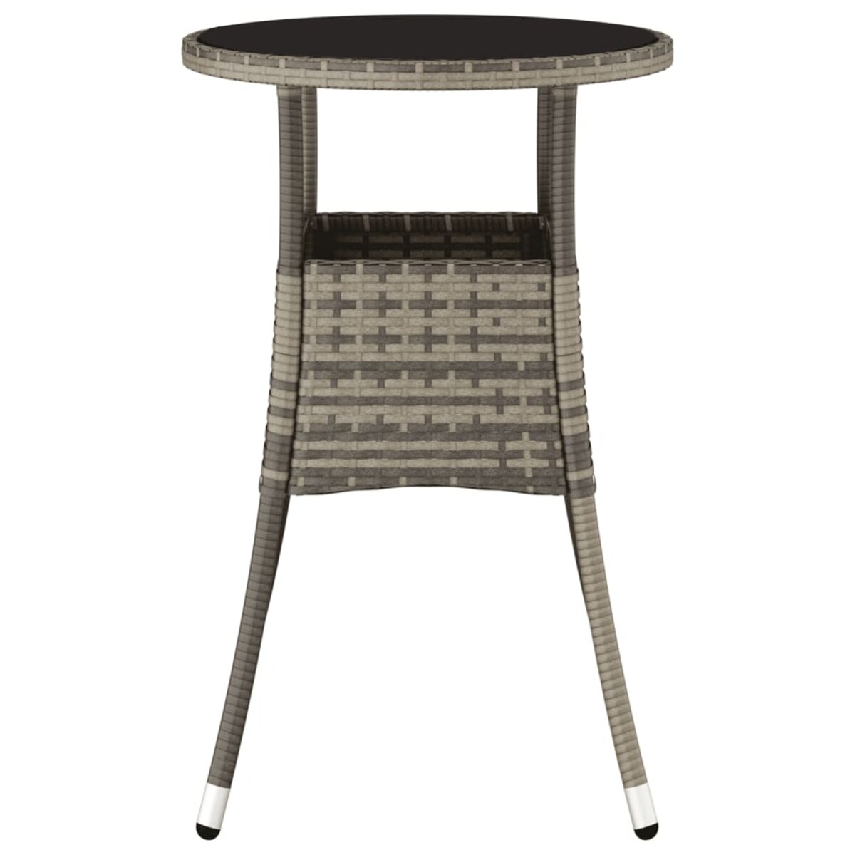 vidaXL Stolik ogrodowy, Ø60x75 cm, szkło hartowane i rattan PE, szary