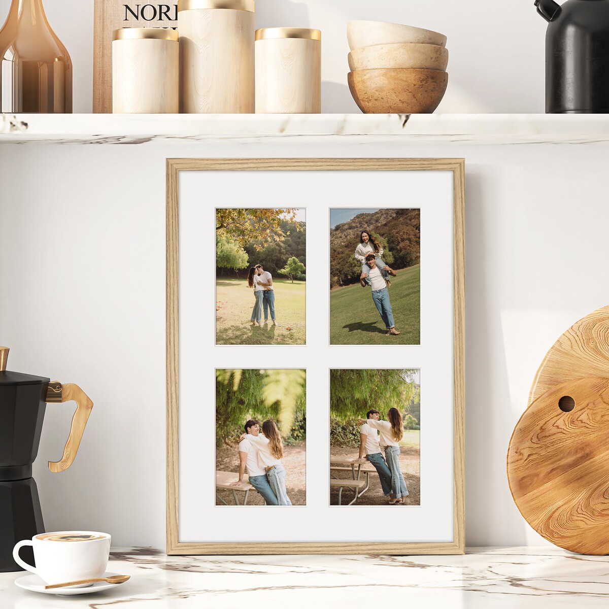 Ramka na 4 zdjęcia 10x15 cm dębowa foto galeria multirama 30x40 cm FRAMAI