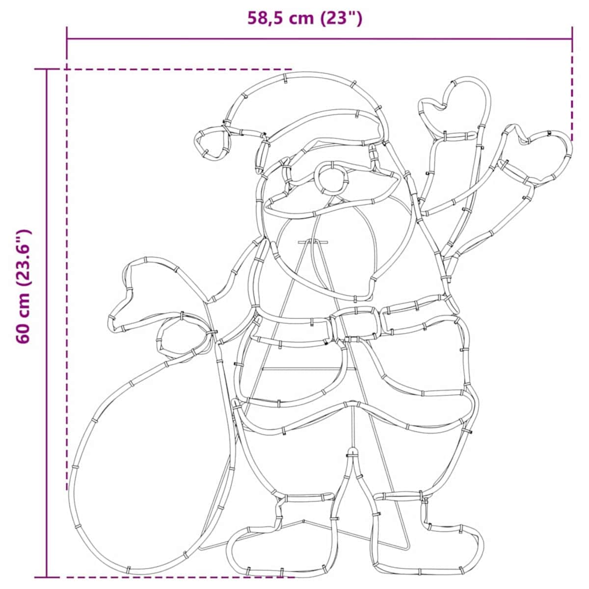 vidaXL Lampa Świętego Mikołaja Wielokolorowe 58.5 x 60 x 1.3 cm Żelazo