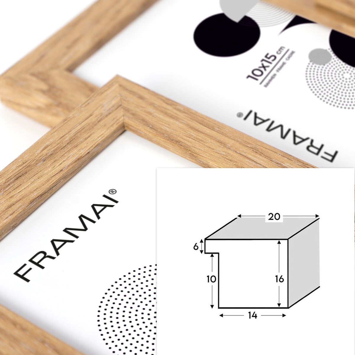 Multirama ramka na zdjęcia 6 zdjęć. W kolorze dębowym multirama na sześć zdjęć 10x15 cm Ramka na zdjęcia 6 w 1 MULTI HEN 01 FRAMAI