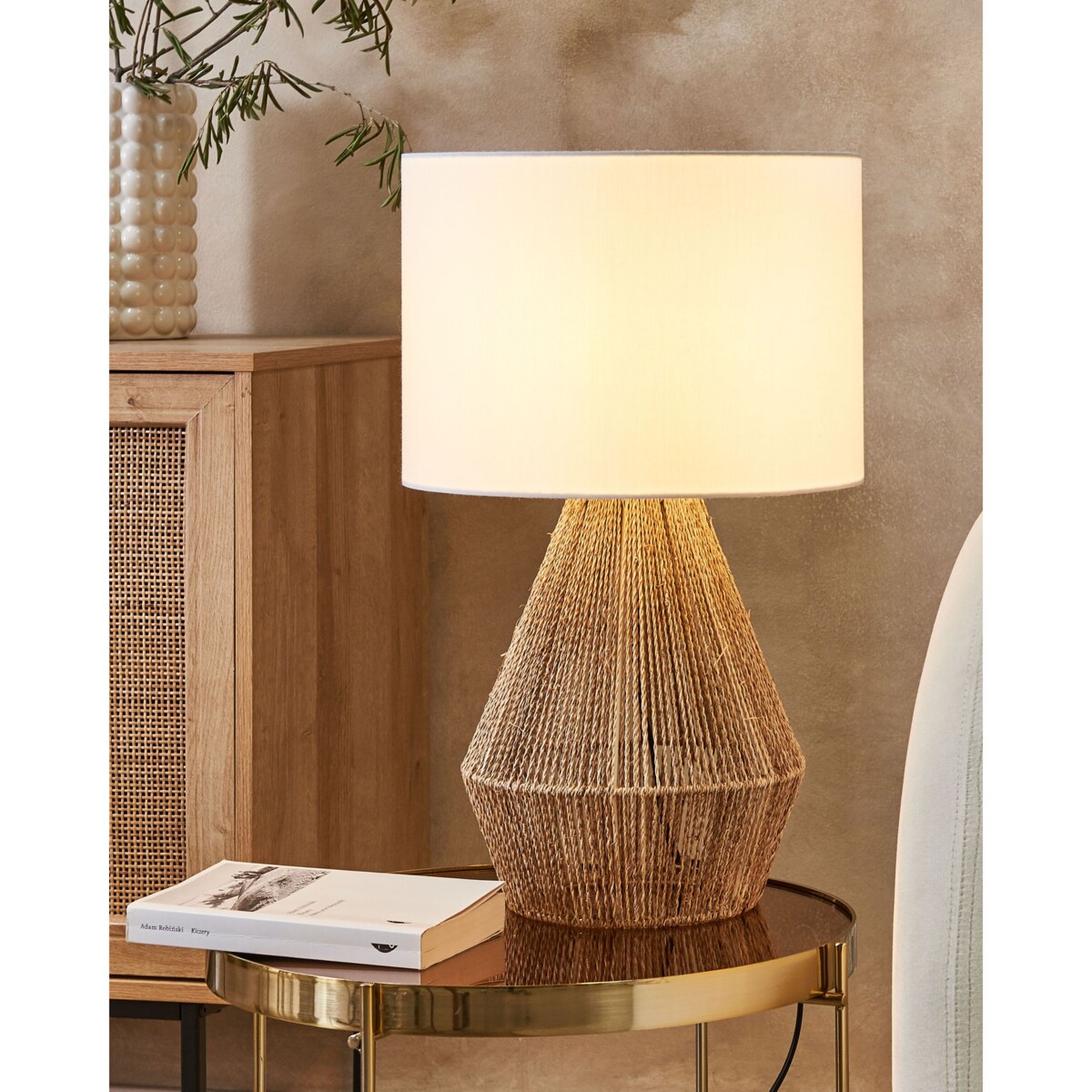 Lampa stołowa MALEWA Papierowa plecionka Naturalny