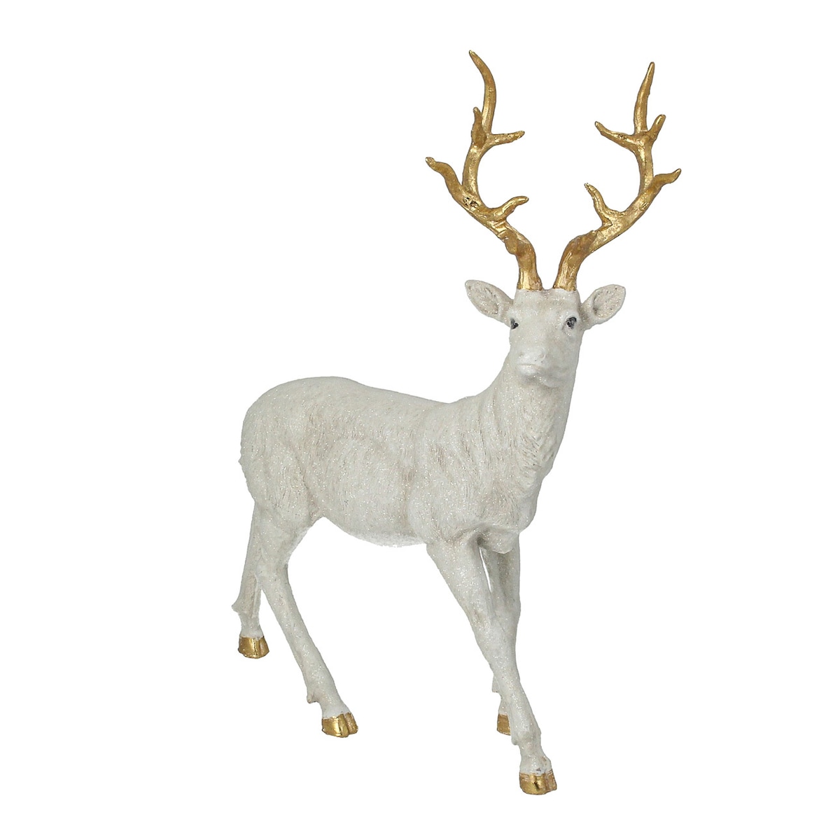 Figurka Deer White 40x12x45 cm gold boże narodzenie, święta, świąteczne, biały, 40x12x45 cm