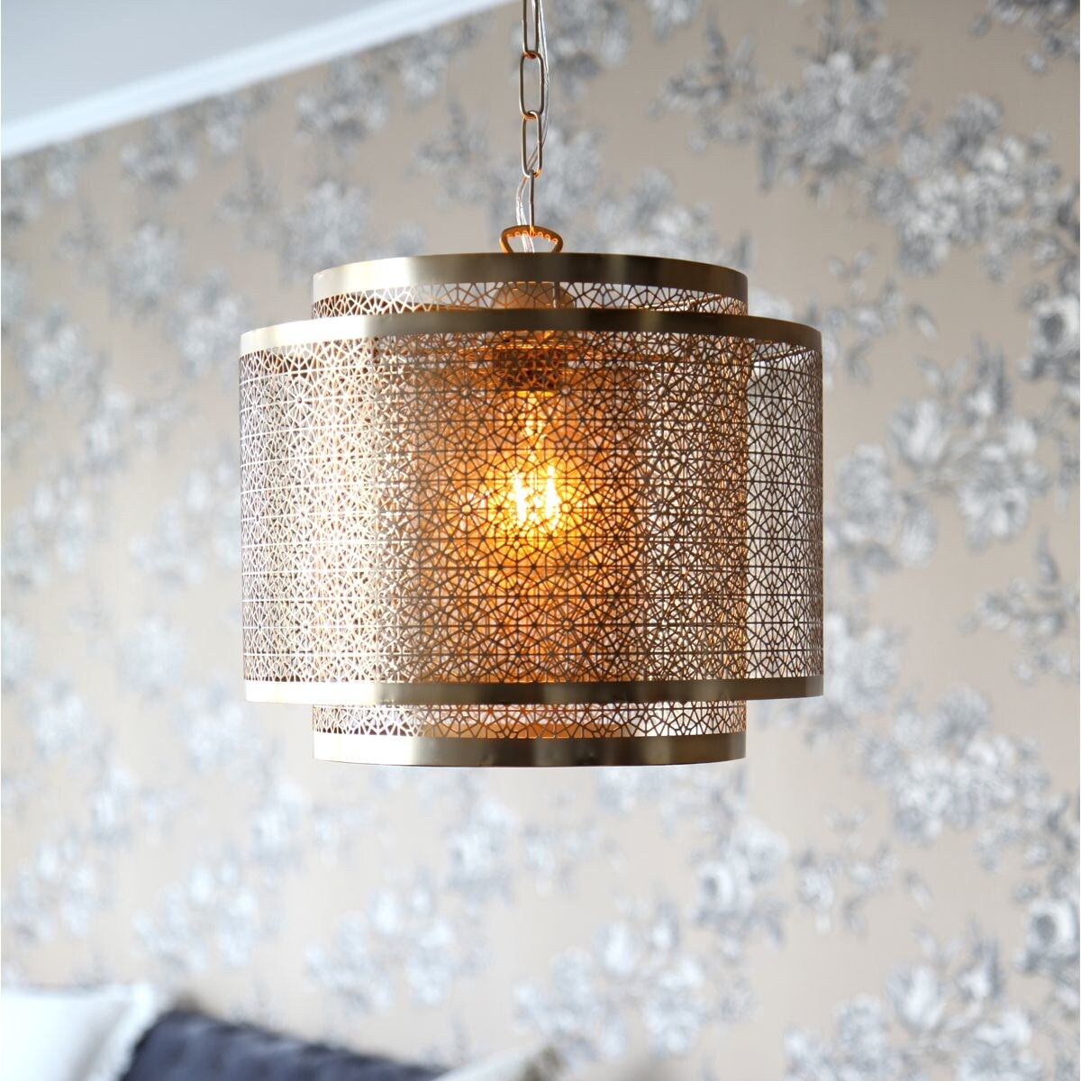 Orientalna lampa wisząca Hermine 4200400-6519 By Rydens ażurowa mosiądz