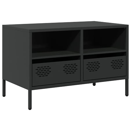 vidaXL Szafka RTV, czarna, 68x39x43,5 cm, stal walcowana na zimno