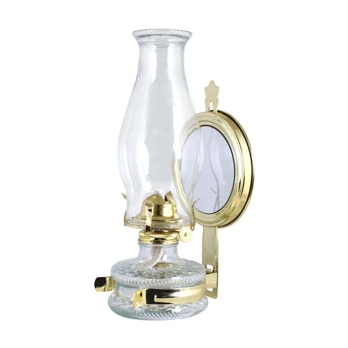 LAMPA NAFTOWA Z LUSTREM SZKLANA latarnia do postawienia powieszenia + knot