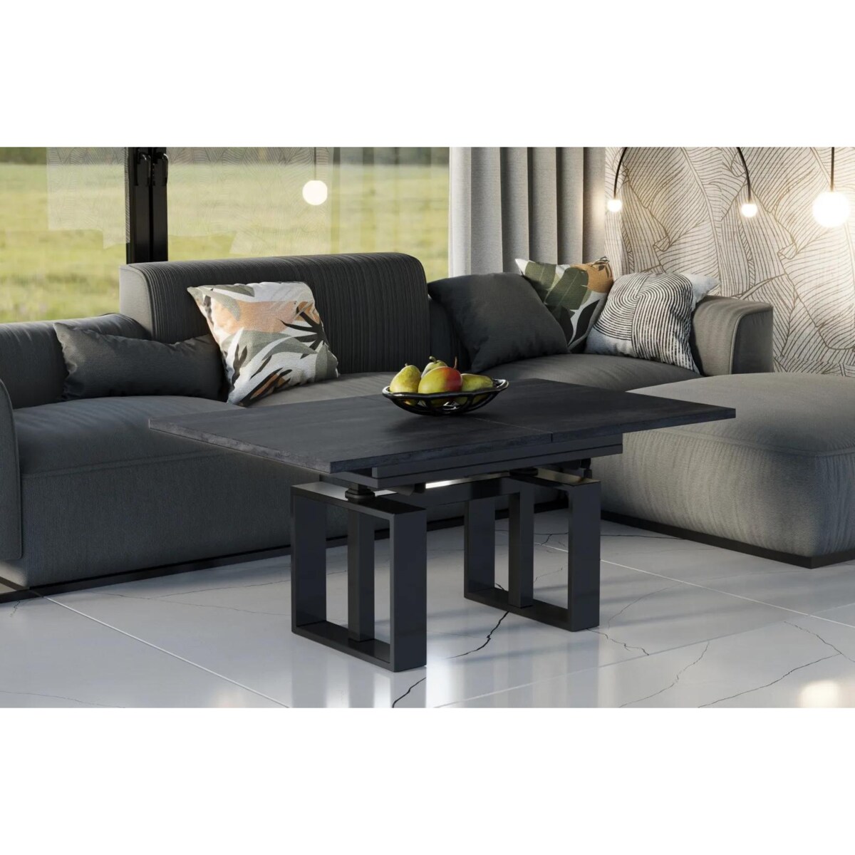 Ława rozkładana podnoszona EMPOLI 110(170)x65 beton ciemny