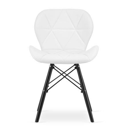 Krzesło Do Jadalni Kuchni Salonu Lago Ekoskóra - Białe / Nogi Czarne