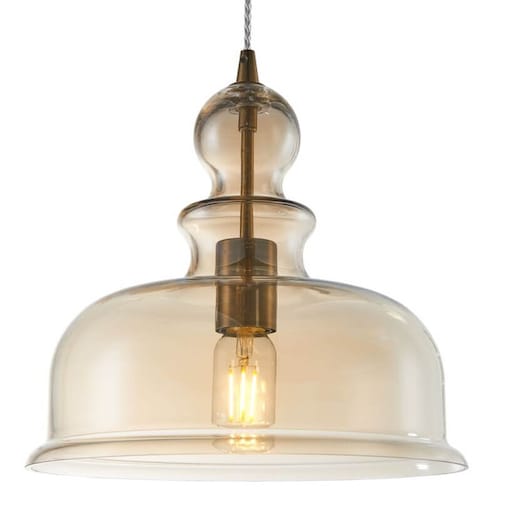 Lampa wisząca Ton P001PL-01BZ szklany klosz bursztynowa