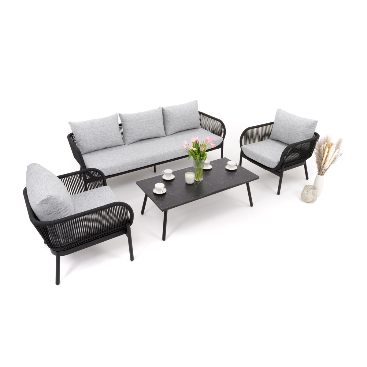 Zestaw mebli ogród taras nowoczesne aluminiowe BELIZE LUX czarno szare