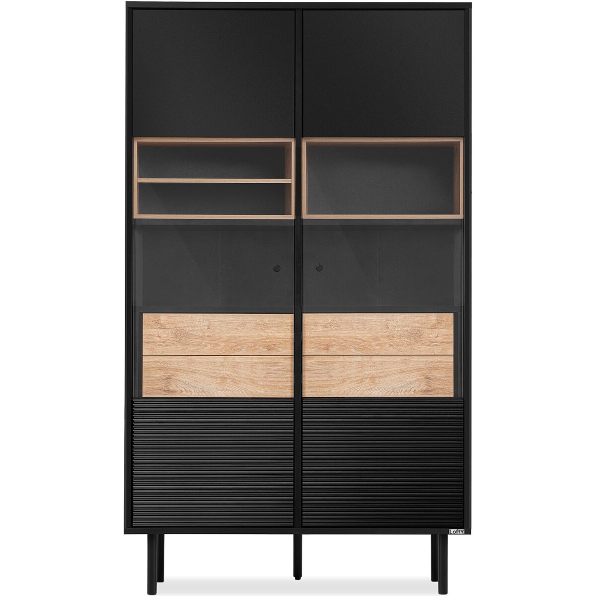 KONSIMO LOFTY Witryna w stylu loft z ryflowanym frontem