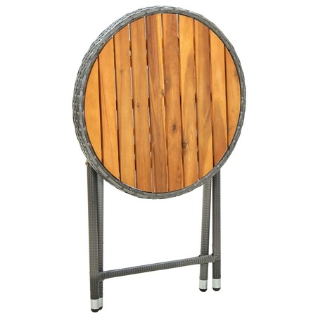 vidaXL Stolik herbaciany, szary, 60 cm, rattan PE i drewno akacjowe