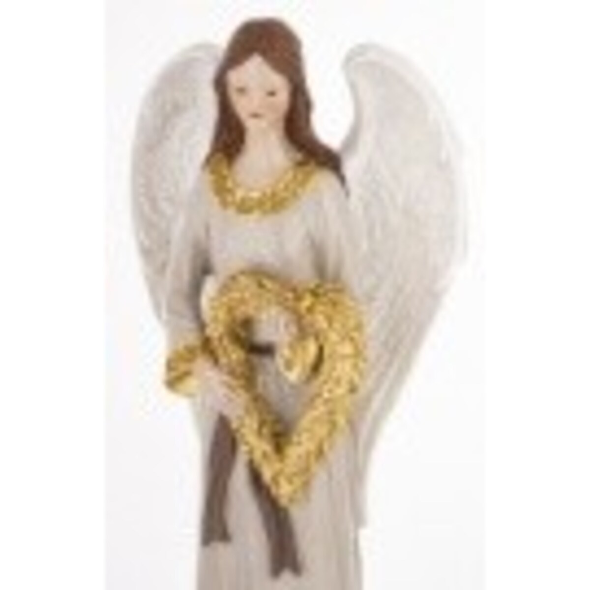 Dekoracja - anioł 38x12,5x7,5 cm ANGHEL-2 w białej sukni z wieńcem
