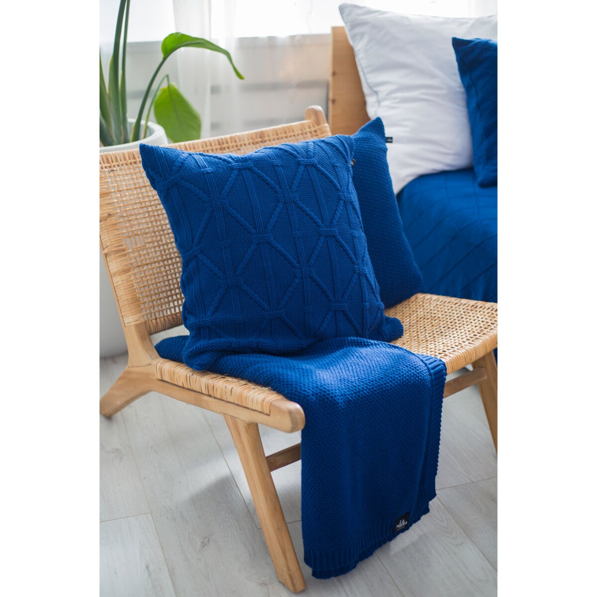 Pled pleciony granatowy, 130 x 160 cm, La Manta