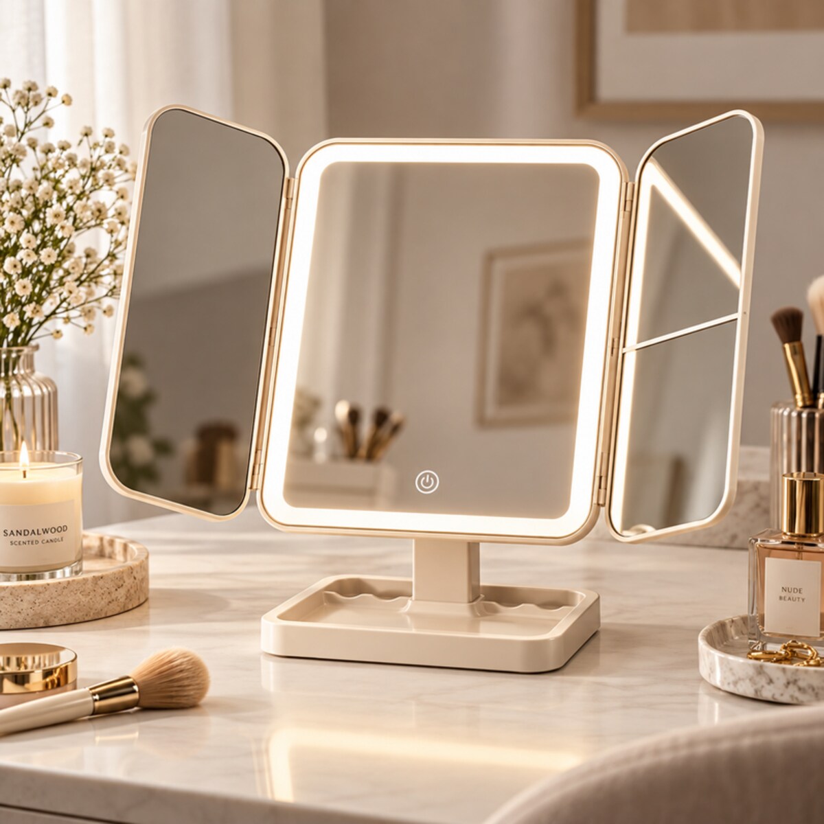 Lusterko kosmetyczne SHP MAGICO LED bezprzewodowe składane 3 tryby