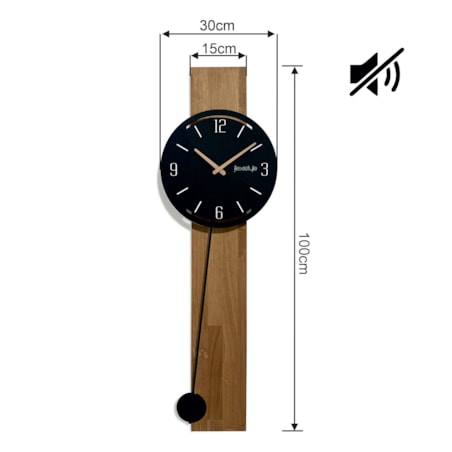 Drewniany zegar ścienny z wahadłem Naturale czarny