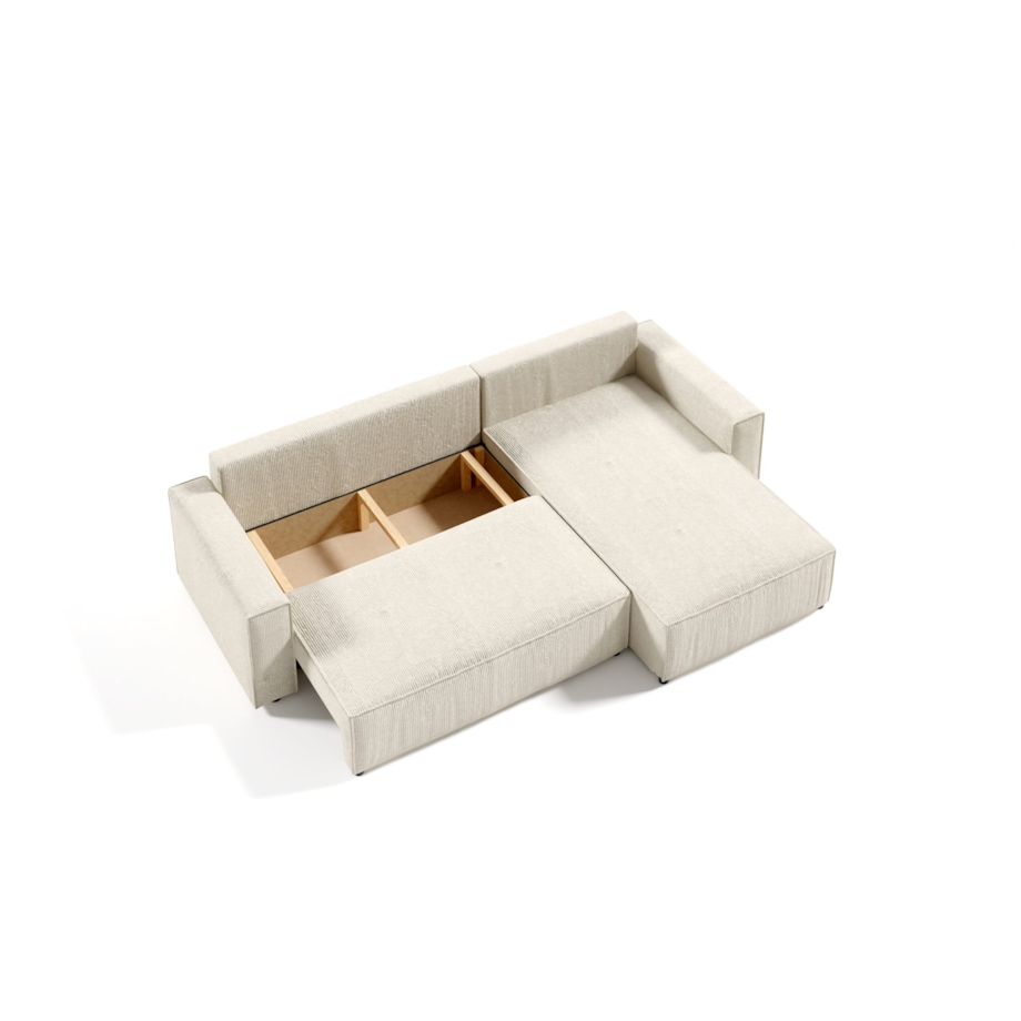 Narożnik MILLE L z funkcją spania, sztruks, Kolor: POSO 34