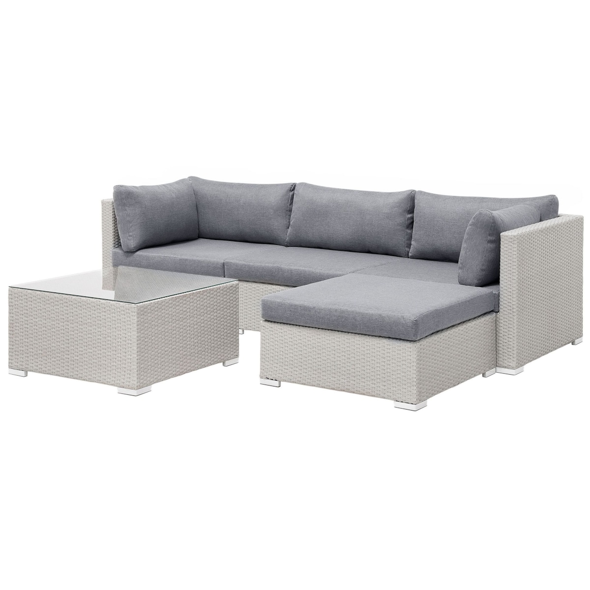 Zestaw ogrodowy z technorattanu 4-osobowy szary SANO II