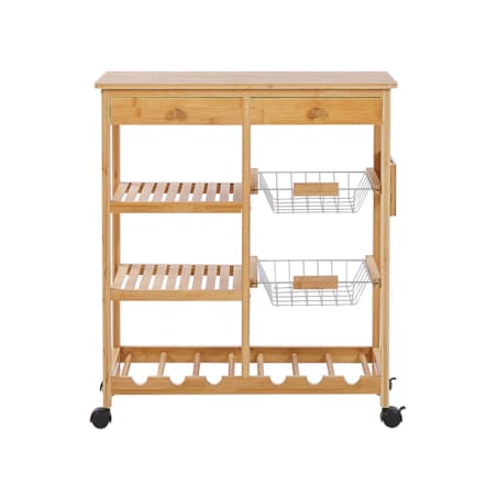 Bambusowy wózek kuchenny 2 szuflady jasne drewno MORINO