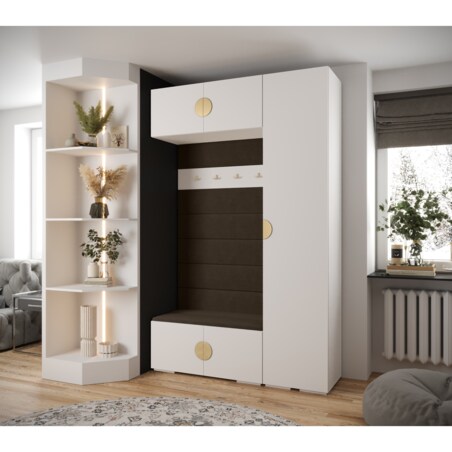 Garderoba do przedpokoju INOVA 4 Z19 biały+złoty+manila04