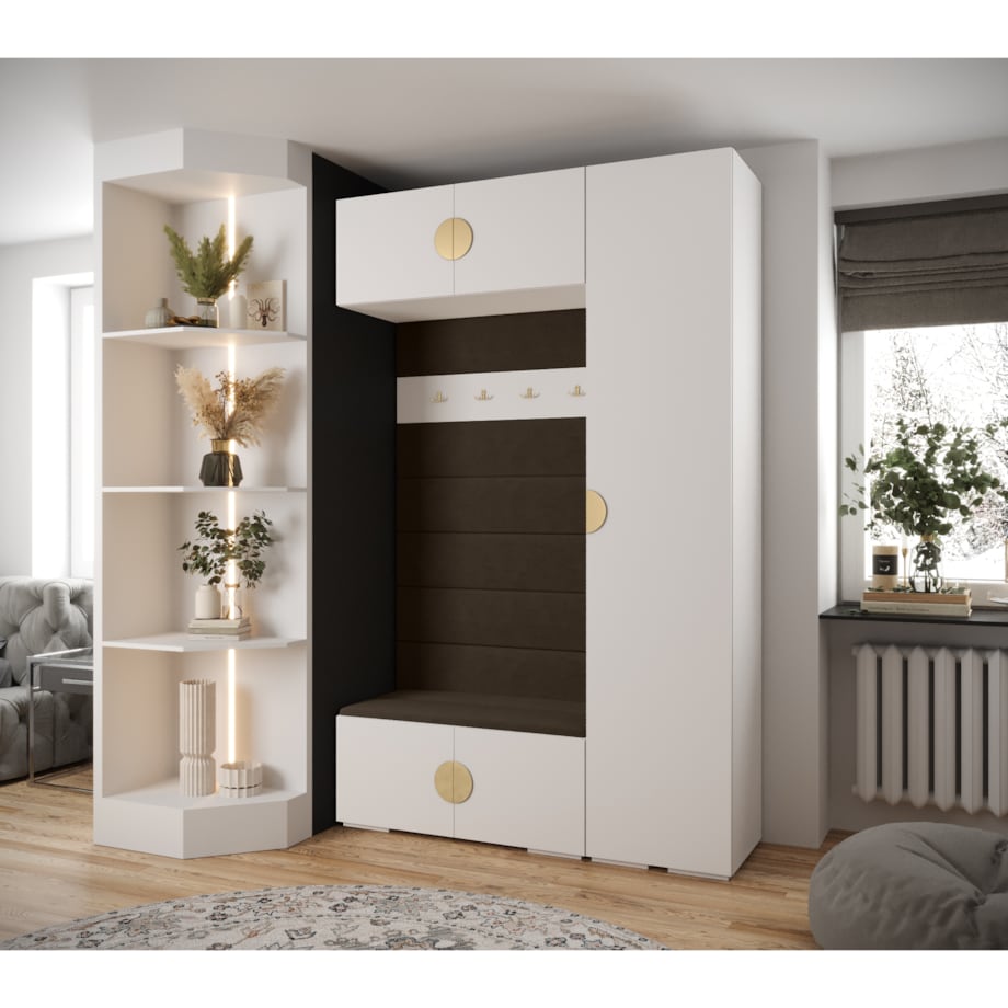 Garderoba do przedpokoju INOVA 4 Z19 biały+złoty+manila04