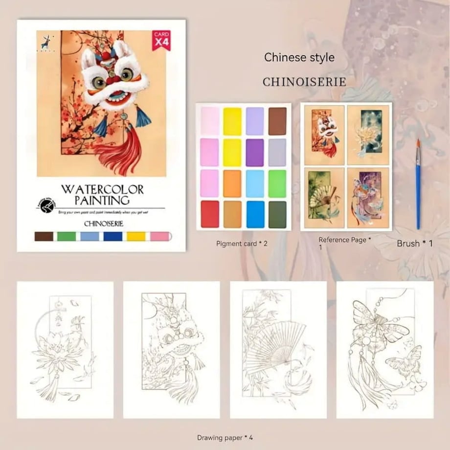 Malowanie akwarelą - Nieznana Azja - 4 elementy