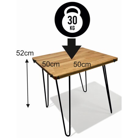 Stolik kawowy Tavolo dębowy LOFT 50x50cm