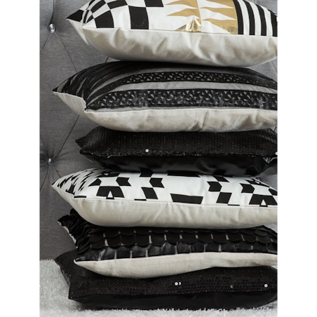 2 poduszki dekoracyjne w cekiny 45 x 45 cm czarne ASTER
