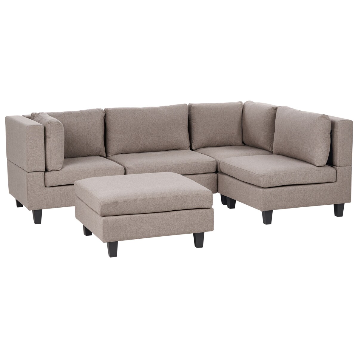 Tapicerowany lewostronny narożnik modułowy 4-osobowy z otomaną brązowy UNSTAD