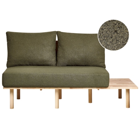 Sofa 2-osobowa ze stolikiem boucle ciemnozielona SALO