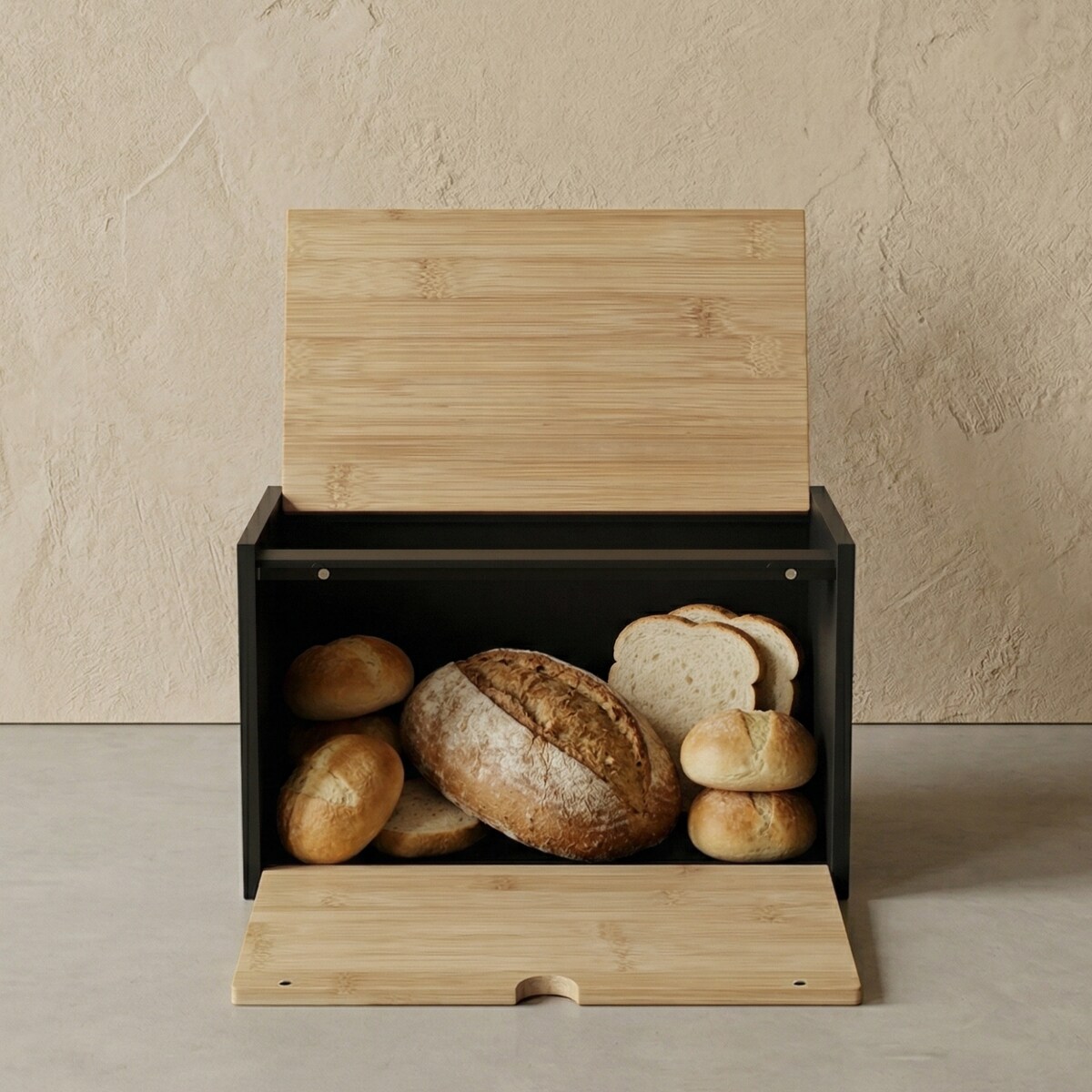 Bambusowy chlebak CADRE, dwustronnie otwierany, 20 x 33 x 20 cm