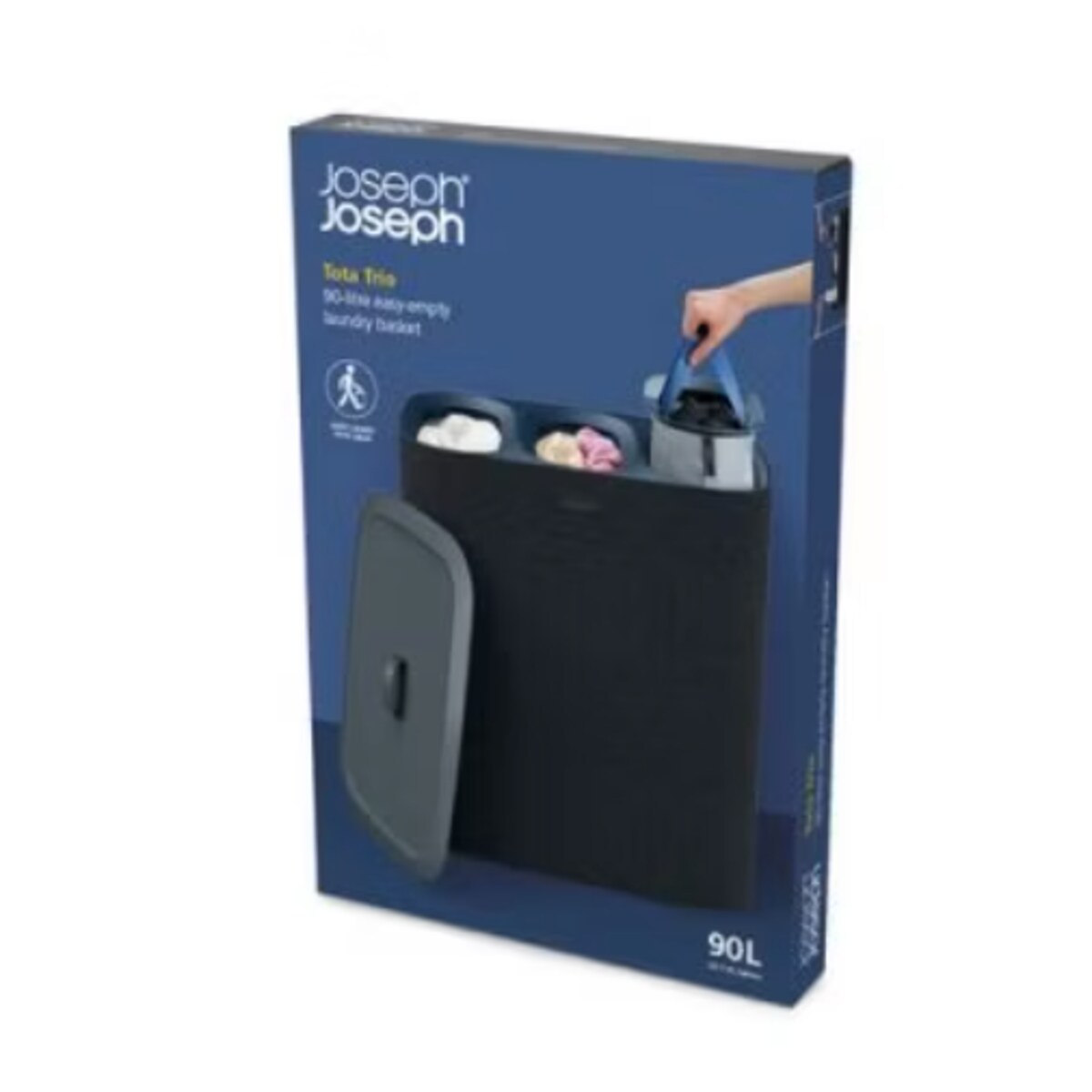 Kosz na pranie czarny Tota Trio, 90 l, Joseph Joseph