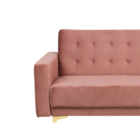 Sofa rozkładana welurowa różowa ABERDEEN