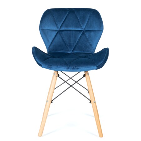 Krzesło tapicerowane skandynawskie welurowe pikowane do salonu jadalni DURO granatowy welur